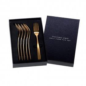 durable coffee fork set 6pcs gold matt